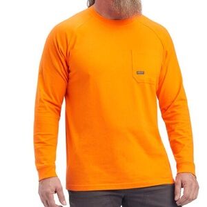 Ariat Safety Orange Rebar 100% Cotton Strong Long Sleeve T-Shirt Mens Large Tall